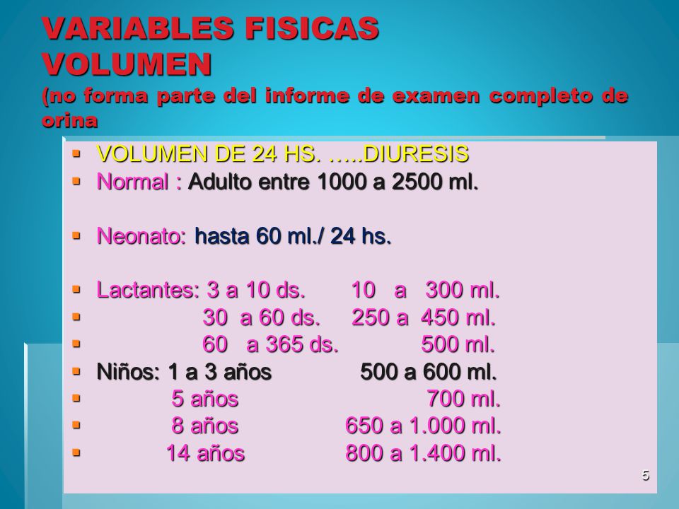 Cantidad normal de orina en 24 horas